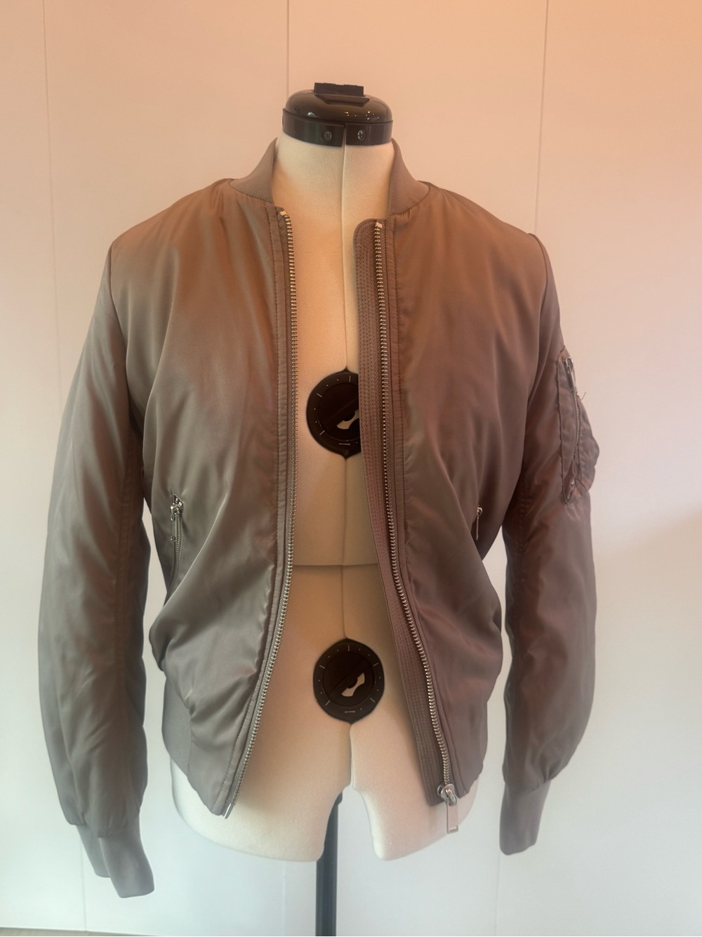 Babaton Taupe Bomber Jacket - Classic Lightweight Zip-Up